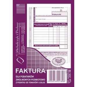 Druk MiP Faktura dla Zwolnionych z VAT A6/80